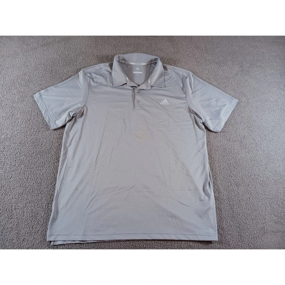 Adidas Golf Polo Shirt Mens XL Gray Performance Stretch Short Sleeve Athletic